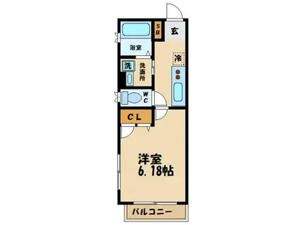 クレイン(1K/2階)の間取り写真