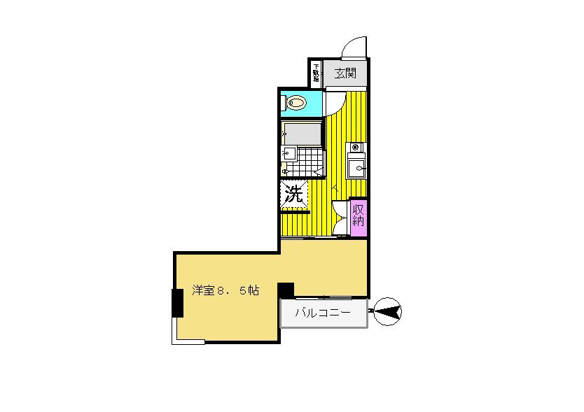 ラフィーネMATSUNAGAⅢ(1K/4階)の間取り写真