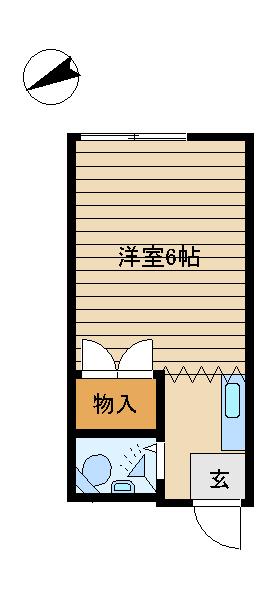 藤の木ハイツ(1K/2階)の間取り写真
