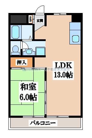 サンハイツ大和(1LDK/3階)の間取り写真