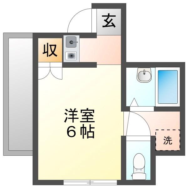 メゾン東元町(1K/2階)の間取り写真