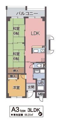 プリムベール向丘(3LDK/1階)の間取り写真