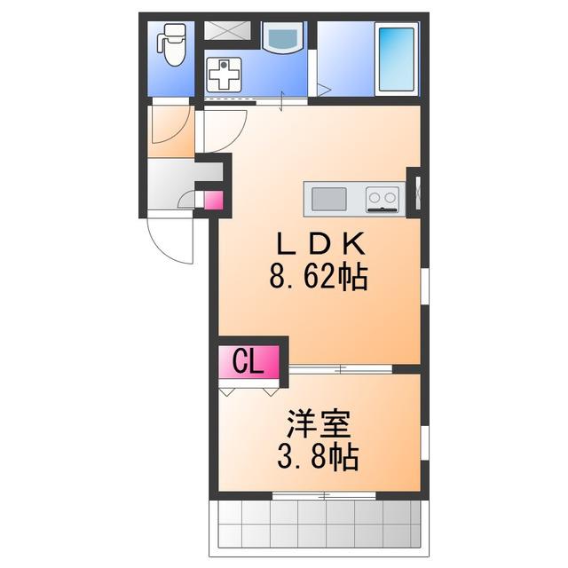 ルピナス・ルート(1LDK/3階)の間取り写真