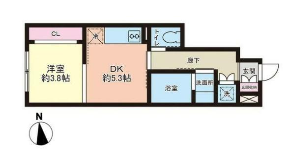 STAR RICH COURT(1DK/1階)の間取り写真