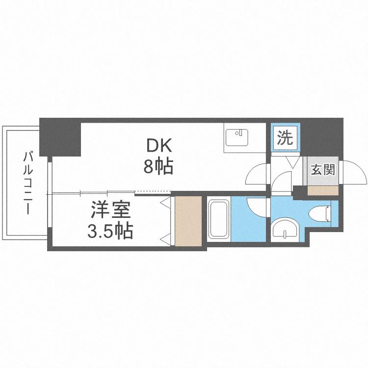 イグレック南本町(1DK/7階)の間取り写真