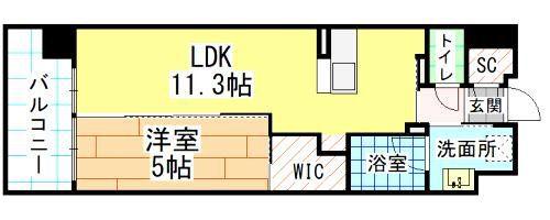 ハイネス槻田(1LDK/10階)の間取り写真