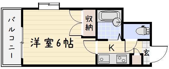 リファレンス 小倉北(1K/3階)の間取り写真