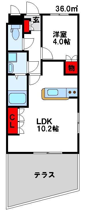 エバープレイスひかり(1LDK/1階)の間取り写真
