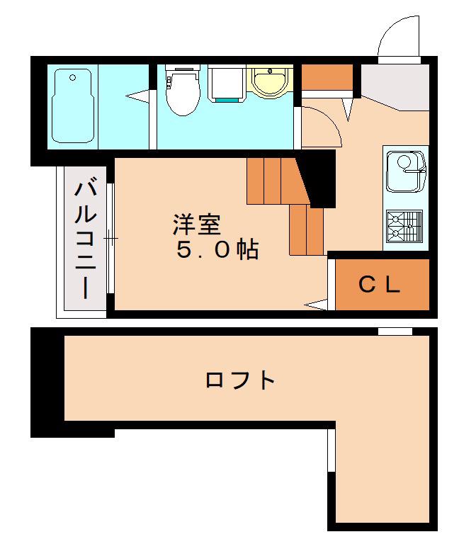 プランタン六本松(ワンルーム/1階)の間取り写真