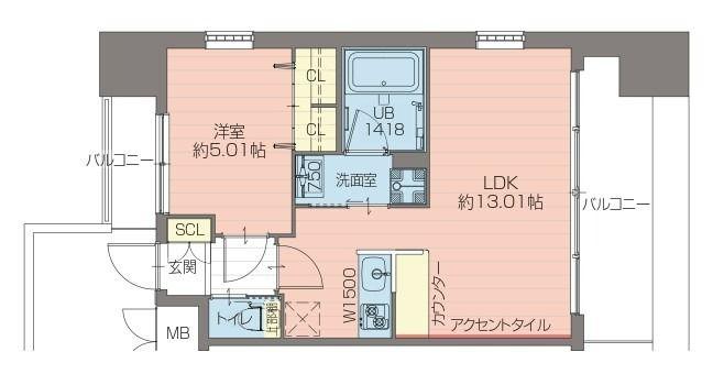 プレジオ難波EURO(1LDK/3階)の間取り写真