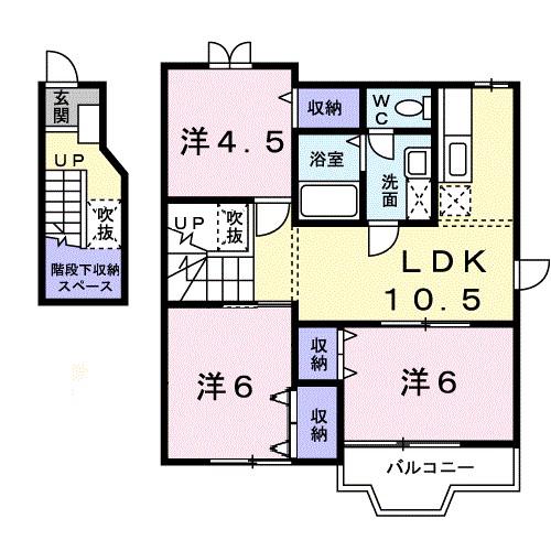 いこい-北(3LDK/2階)の間取り写真