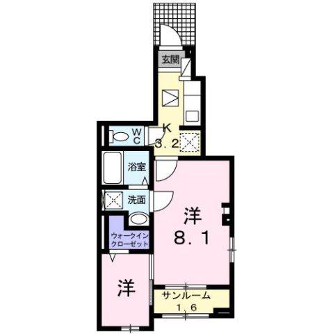 プレミアム21番館(1K/1階)の間取り写真