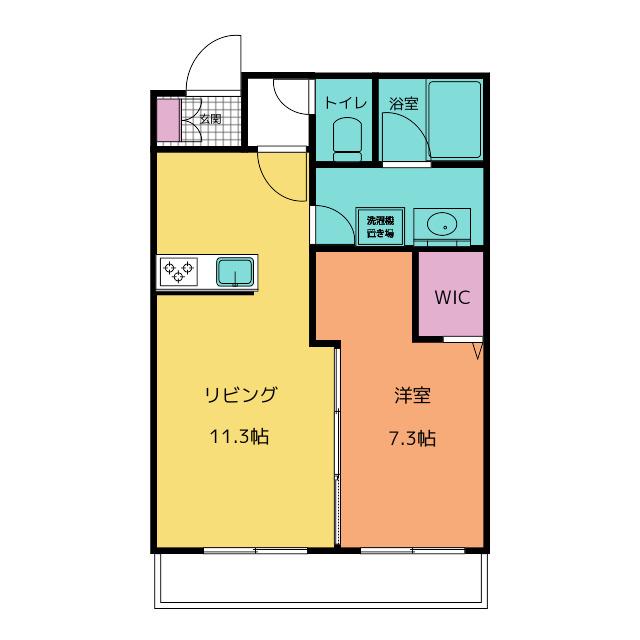 リオリエント大垣西(1LDK/1階)の間取り写真