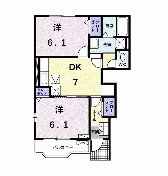 メゾン新生(2DK/1階)の間取り写真