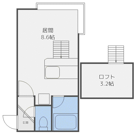 グランステージ南5条(1K/2階)の間取り写真