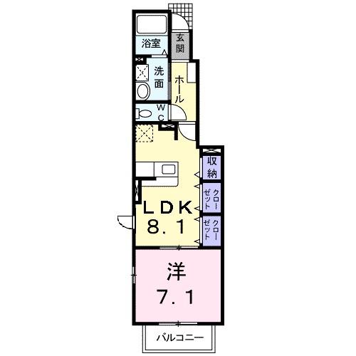 アルドール・K(1LDK/1階)の間取り写真
