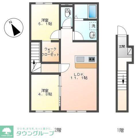 ブルーカーム(2LDK/2階)の間取り写真