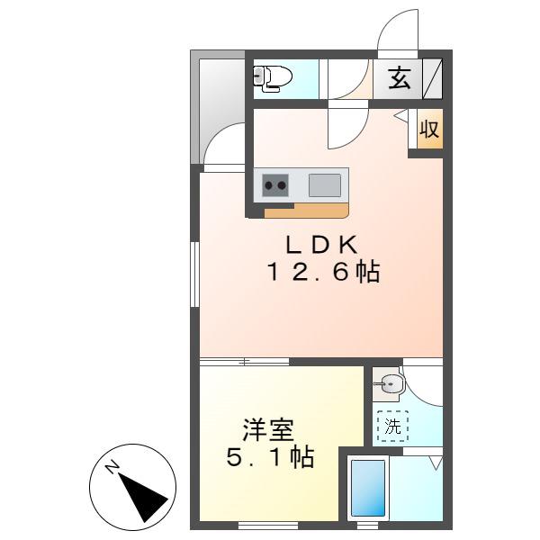 NAGOYA THE GARDEN(1LDK/2階)の間取り写真