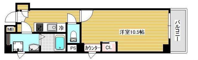 CIEL本町(1K/1階)の間取り写真