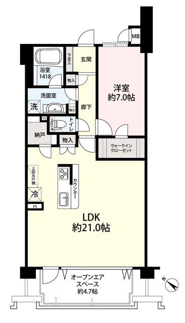 グランシティ湘南海岸マリナージュスクエア(1SLDK/3階)の間取り写真