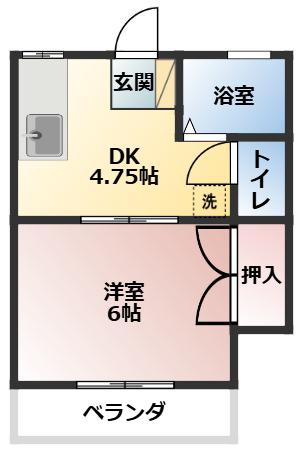 グリーンクレスト(1DK/2階)の間取り写真