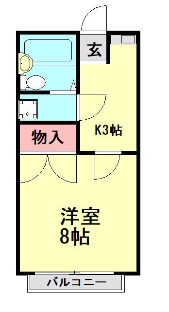 ステーションハイツII(1K/1階)の間取り写真