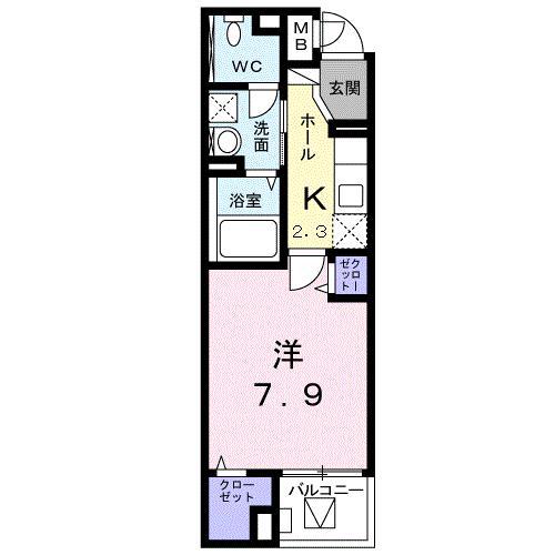 グレイスコモンズ東静岡(1K/1階)の間取り写真