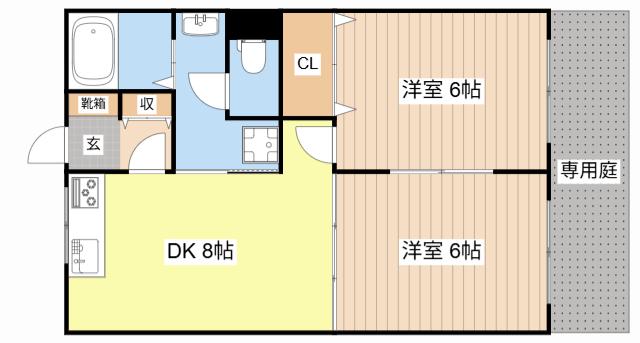 グリーンコートI(2DK/1階)の間取り写真