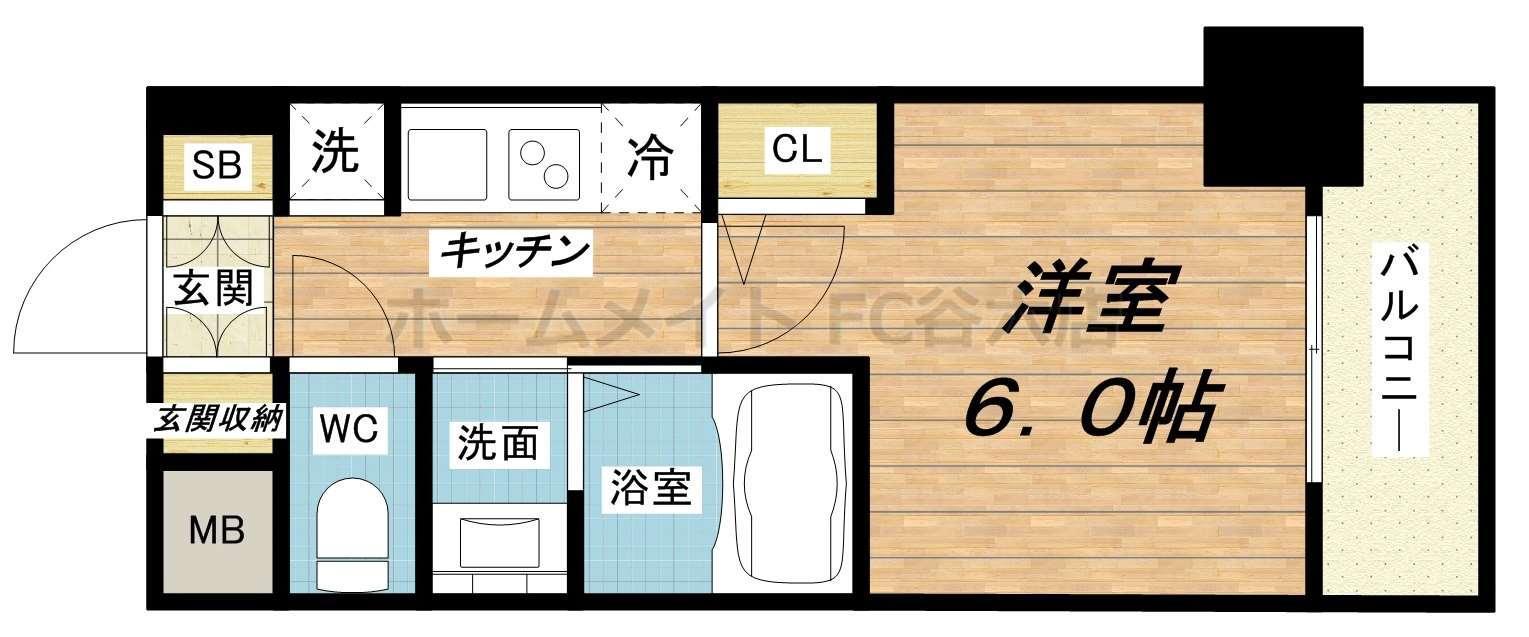エステムコート難波ウエスト-SIDE Vアジュール(1K/5階)の間取り写真