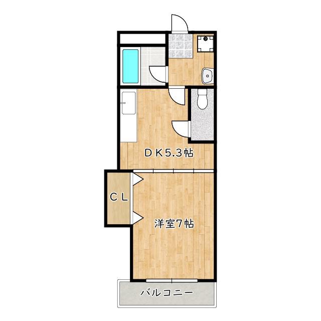ハピネス1番館(1DK/1階)の間取り写真