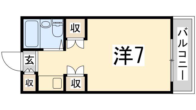 花影中村コーポ(ワンルーム/5階)の間取り写真