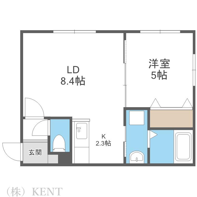 グランディール円山ウエスト(1LDK/3階)の間取り写真