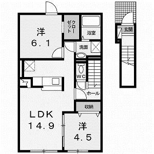 エシャロット(2LDK/2階)の間取り写真