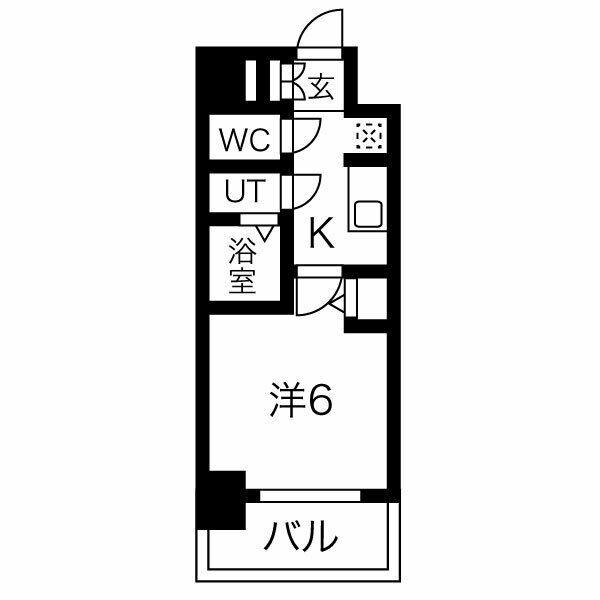 メイクス今池PRIME(1K/2階)の間取り写真