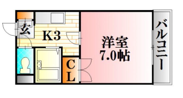 第二山口ビル(1K/3階)の間取り写真