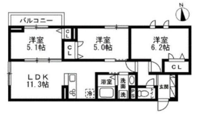 セレスティア豊玉南(3LDK/2階)の間取り写真