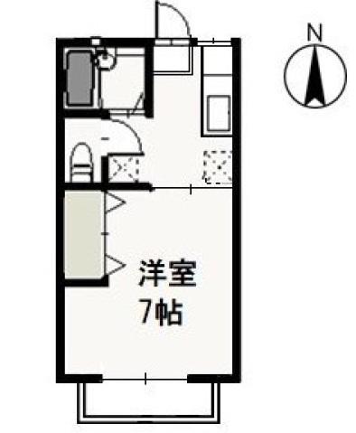 プリエール新屋敷(1K/2階)の間取り写真