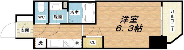プレサンス DOMECITY コレーレ(1K/3階)の間取り写真