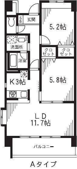 アルビオ北新横浜(2LDK/6階)の間取り写真