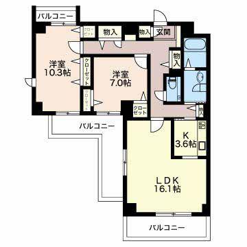 アリビオ鶴舞(2LDK/6階)の間取り写真