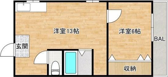 第1KYメゾン(1LDK/2階)の間取り写真