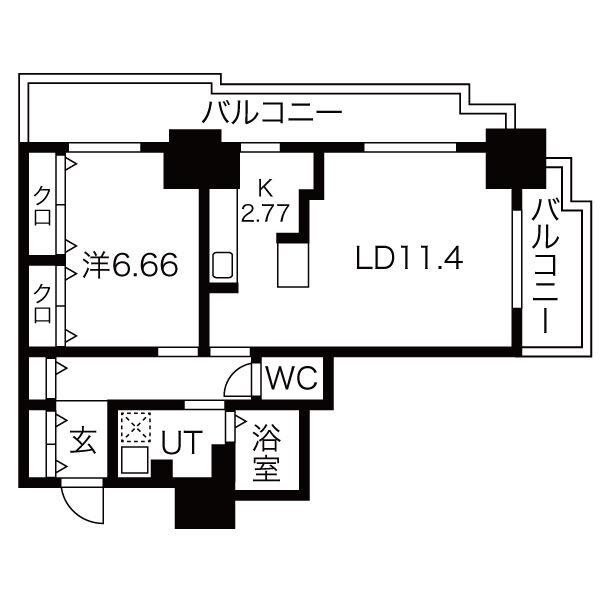 パシフィックタワー札幌(1LDK/2階)の間取り写真