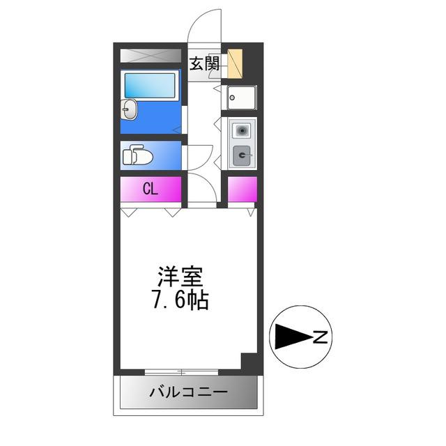 サンモール(1K/8階)の間取り写真