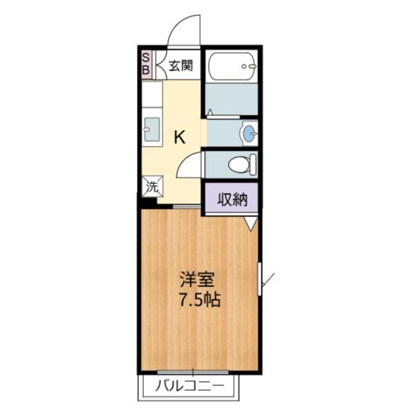 ラフィーネ弐番館(1K/1階)の間取り写真