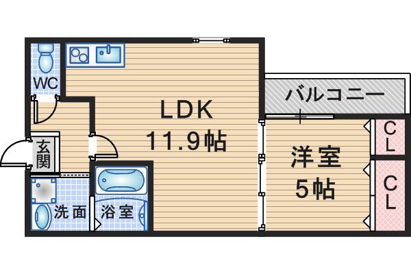 フジパレス服部西町II番館(1LDK/3階)の間取り写真