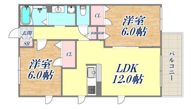 シャーメゾン豊楽 A棟(2LDK/1階)の間取り写真