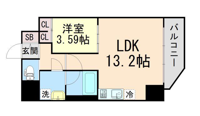 プレジオ日暮通(1LDK/11階)の間取り写真