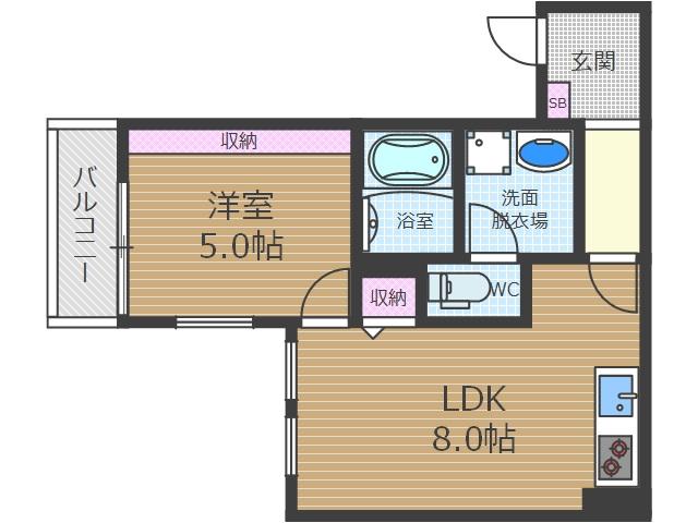 リブレメゾン岸辺I(1LDK/1階)の間取り写真