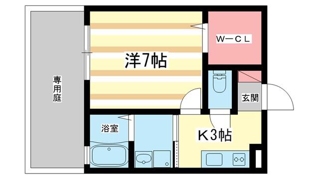 ハーモニア(1K/1階)の間取り写真