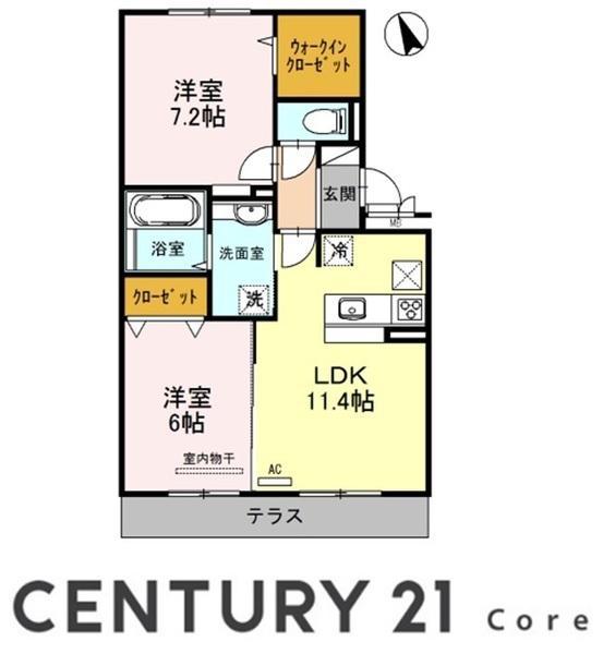 サンビレッジ 市三宅(2LDK/2階)の間取り写真